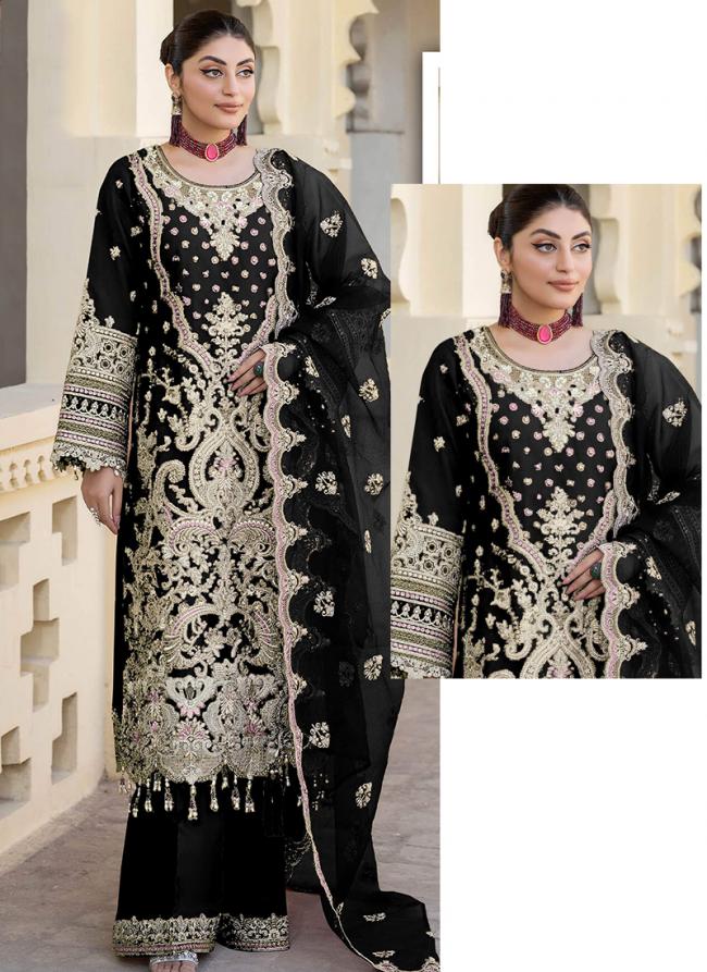 Velvet Black Eid Wear Hand Work Pakistani Suit